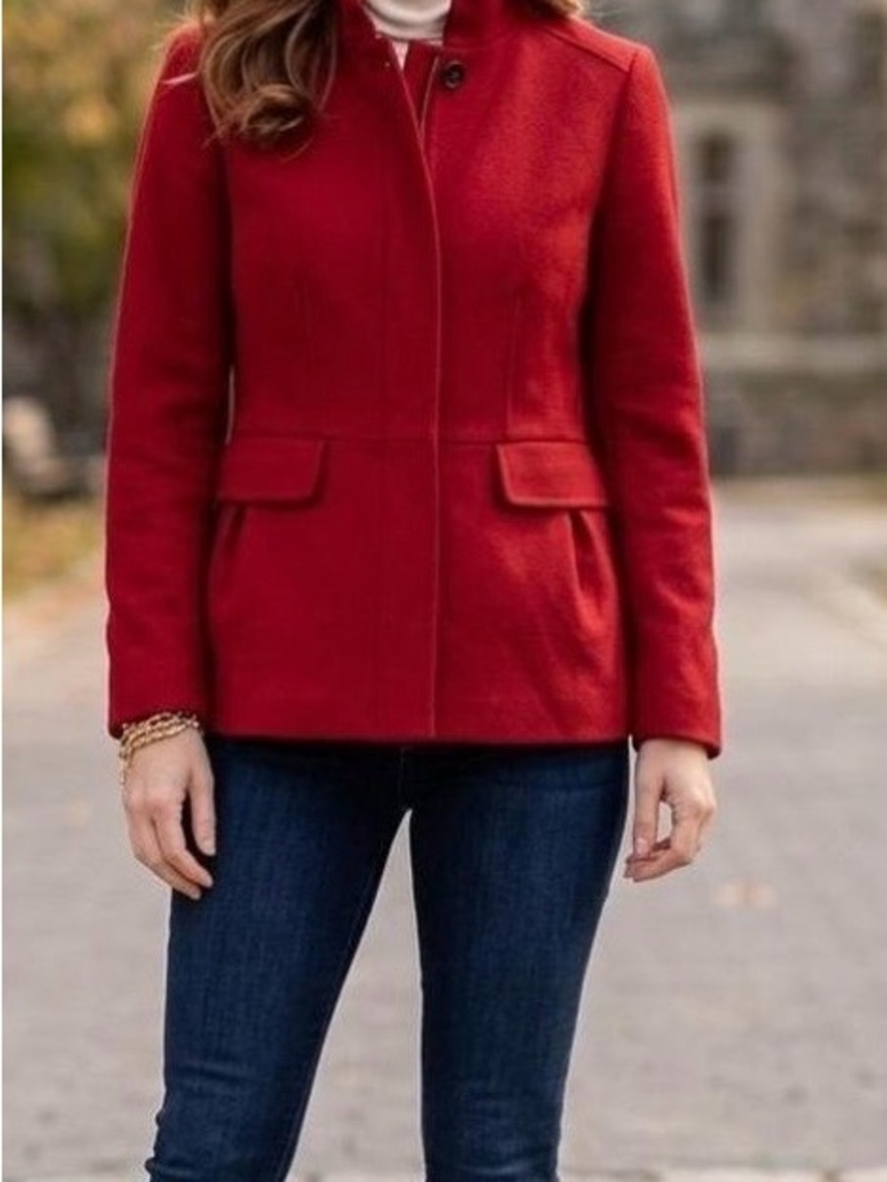 Banana Republic Women's SizeXL Red
Wool Blend Coat Italian Fabric Jacket